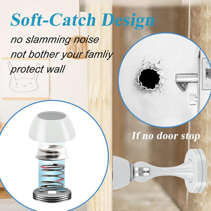 Door Stopper, Magnetic Door Stop White Wall Floor Mount Magnetic Door Stoppers Stainless Steel Magnetic Door Holder Catch Heavy Duty Modern Door Stops for Bottom of Door, 2 Pack.