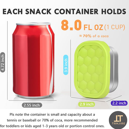 4Pack 8oz Small (1 CUP) Stainless Steel Snack Containers for Kids | Reusable Easy Open Toddler Snack Containers with Silicone Lids | Stackable Toddler Lunch Box for Daycare, School and Travel.