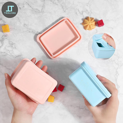 Silicone Snack Containers for Kids, Leak Proof Microwavable Small Lunch Box Containers with Lids for Toddlers, 1 Cup BPA Free Freezer Molds for Soups/Baby Food Storage (13.5oz*2).