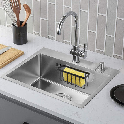Sponge Holder for Kitchen Sink Suction,Stainless Steel Sponge Holder for Sponges, Scrubbers, Soap, Kitchen, Bathroom, Black.