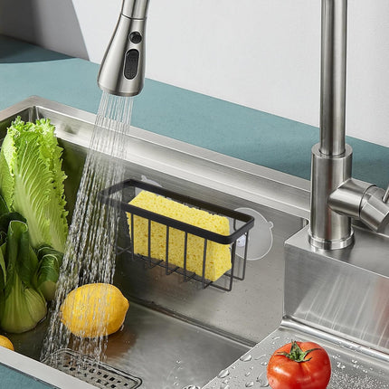 Sponge Holder for Kitchen Sink Suction,Stainless Steel Sponge Holder for Sponges, Scrubbers, Soap, Kitchen, Bathroom, Black.