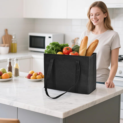Reusable Grocery Bags, Folding Shopping Bags with reinforced Bottom & Handles, Heavy Duty Reusable Bags for Groceries.