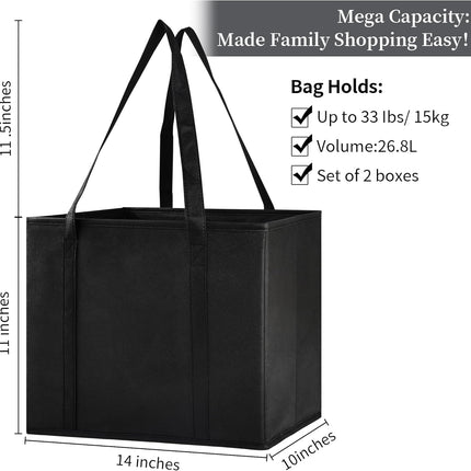 Reusable Grocery Bags, Folding Shopping Bags with reinforced Bottom & Handles, Heavy Duty Reusable Bags for Groceries.
