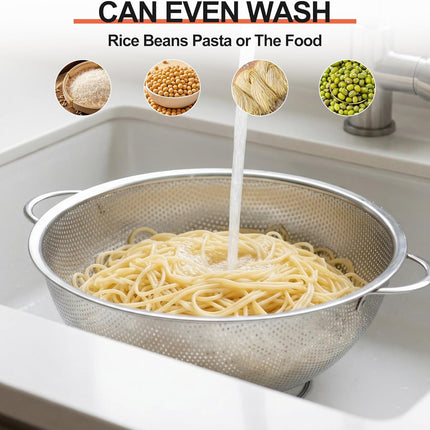 Colander Stainless Steel 3-Quart, Strainer for Kitchen Food, Dishwasher Safe.