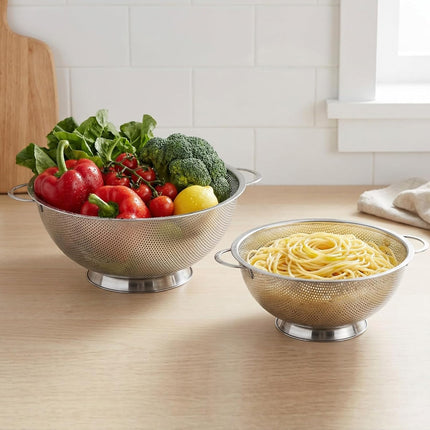 Colander Stainless Steel 3-Quart, Strainer for Kitchen Food, Dishwasher Safe.