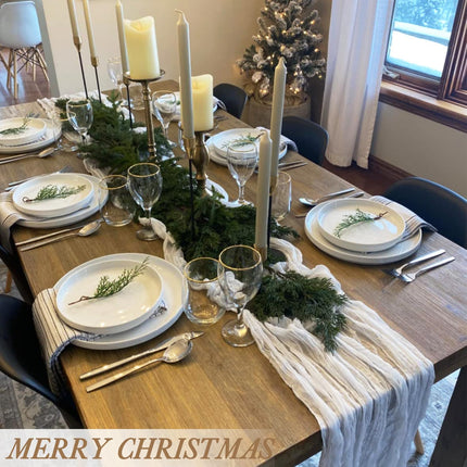 White Cheesecloth Table Runner 10FT Long Boho Gauze Table Runner Rustic Sheer Runner for Wedding Bridal Baby Shower Birthday Party Table Decor Decorations (35x120inch).