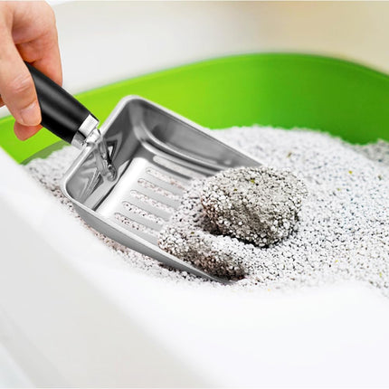Cat Litter Scoop - Stainless Steel Metal Cat Litter Scoop-Kitty Metal Scooper-Sturdy Mesh Scooper - Mesh Shovel-Easy to Clean - Suitable for Cat Litter Box - Light Black.