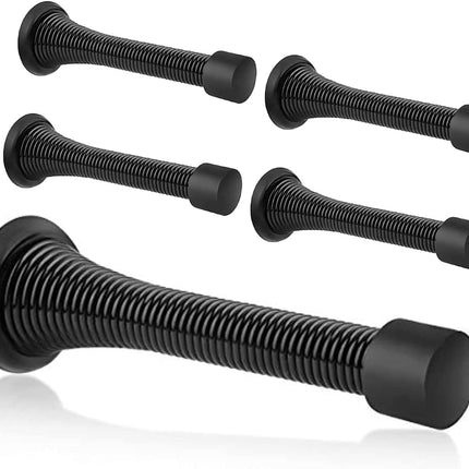 Spring Door Stopper, 5 Pcs Wall Mounted Spring Doorstop, Spring Door Stop for Walls, Black.
