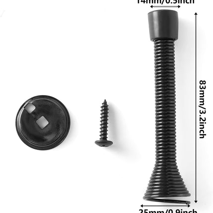 Spring Door Stopper, 5 Pcs Wall Mounted Spring Doorstop, Spring Door Stop for Walls, Black.
