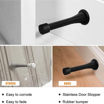 Spring Door Stopper, 5 Pcs Wall Mounted Spring Doorstop, Spring Door Stop for Walls, Black.