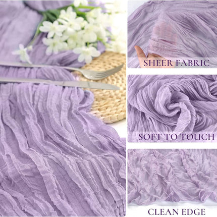 Lilac Purple Cheese Cloth Table Runner Easter Spring Boho Romantic 10ft Lavender Gauze Cheesecloth Table Runner for Baby Shower Decoration Wedding Bridal Shower Table Decor (35x120inch).