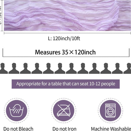 Lilac Purple Cheese Cloth Table Runner Easter Spring Boho Romantic 10ft Lavender Gauze Cheesecloth Table Runner for Baby Shower Decoration Wedding Bridal Shower Table Decor (35x120inch).
