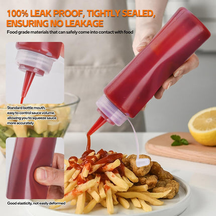 4 Pcs 8 oz Condiment Squeeze Bottles for Sauce, Plastic Squeeze Bottles, Squirt Bottle Oil Container Dispenser for Ketchup, Sauce, BBQ, Grilling, Salad Dressing, Honey,Paint and Craft.