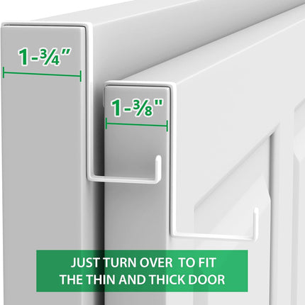 Over The Door Hooks 10 Pack, Z-Shaped Door Hanger Hook Fits The 1 3/8" and 1 3/4" Door Widths, Reversible Metal Door Hooks for Hanging Clothes, Coats, Towels, Shoe Organizers (White).