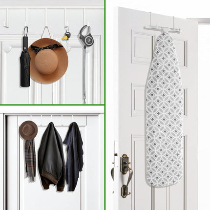 Over The Door Hooks 10 Pack, Z-Shaped Door Hanger Hook Fits The 1 3/8" and 1 3/4" Door Widths, Reversible Metal Door Hooks for Hanging Clothes, Coats, Towels, Shoe Organizers (White).