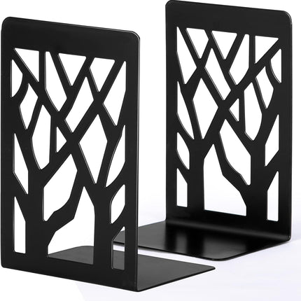 Book Ends, Bookends, Book Ends for Shelves, Bookends for Shelves, Bookend, Book Ends for Heavy Books, Book Shelf Holder Home Decorative, Metal Bookends, Bookend Supports, Book Stoppers (1 Pair, Black).