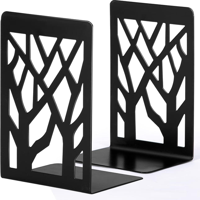 Book Ends, Bookends, Book Ends for Shelves, Bookends for Shelves, Bookend, Book Ends for Heavy Books, Book Shelf Holder Home Decorative, Metal Bookends, Bookend Supports, Book Stoppers (1 Pair, Black).