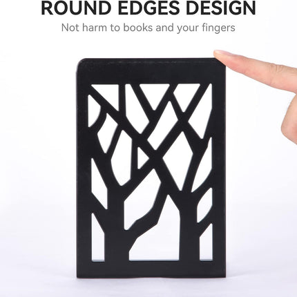 Book Ends, Bookends, Book Ends for Shelves, Bookends for Shelves, Bookend, Book Ends for Heavy Books, Book Shelf Holder Home Decorative, Metal Bookends, Bookend Supports, Book Stoppers (1 Pair, Black).
