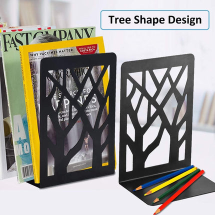 Book Ends, Bookends, Book Ends for Shelves, Bookends for Shelves, Bookend, Book Ends for Heavy Books, Book Shelf Holder Home Decorative, Metal Bookends, Bookend Supports, Book Stoppers (1 Pair, Black).