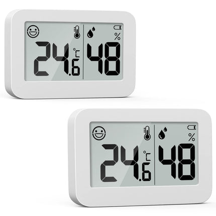 2-Pack Mini Hygrometer Indoor Thermometer, Humidity Gauge with ℃/℉ Switch, Humidity Meter Digital Temperature Monitor for Greenhouse Babyroom Cellar Reptile Incubator Closet.