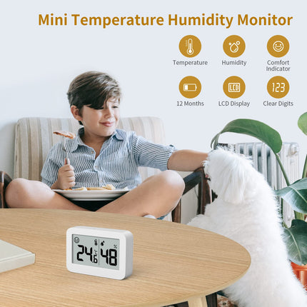 2-Pack Mini Hygrometer Indoor Thermometer, Humidity Gauge with ℃/℉ Switch, Humidity Meter Digital Temperature Monitor for Greenhouse Babyroom Cellar Reptile Incubator Closet.