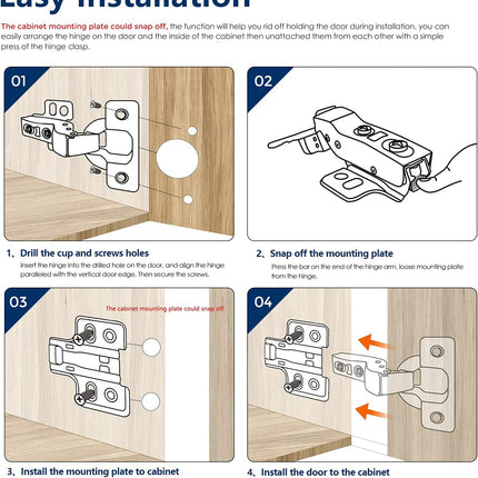 10 Pack 5 Pairs European Kitchen Cabinet Hinges Soft Close Full Overlay Cabinet Door Hinges Heavy-Duty Frameless Adjustable Concealed Cabinet Cup Hinge.