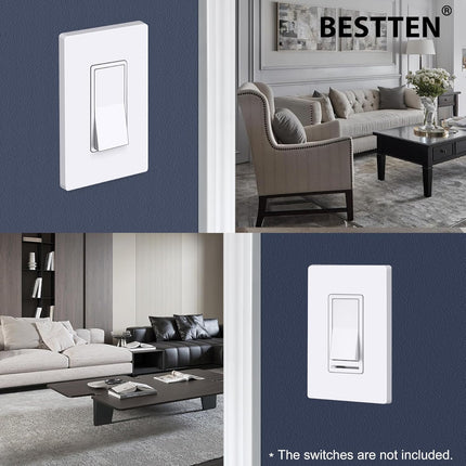 10 Pack of 1-Gang Screwless Wall Plate, USWP6 Gloss Snow White Series, Decorator Outlet Cover, 11.91cm x 7.39cm, Switch Plate Cover for Light Switch, Dimmer, GFCI, USB Receptacle.