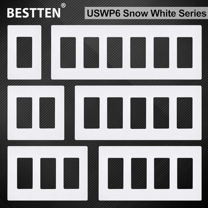 10 Pack of 1-Gang Screwless Wall Plate, USWP6 Gloss Snow White Series, Decorator Outlet Cover, 11.91cm x 7.39cm, Switch Plate Cover for Light Switch, Dimmer, GFCI, USB Receptacle.