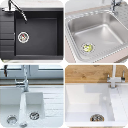 [2 Pack]  Kitchen Sink Strainer - Sink Drain Stopper - Kitchen Sink Plug with Anti-Clogging Basket - Bouchon Evier Cuisine - Compatible with 79–83mm Inner Diameter.