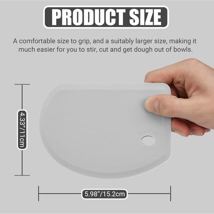 Silicone Bowl Scraper Flexible Curved Edge, Food Grade Bench Dough Scraper for Baking Sourdough Bread, Cake, Fondant Icing, Heat- Resistance Kitchen Dish Pan Scrapers (5.98"×4.3", Gray).