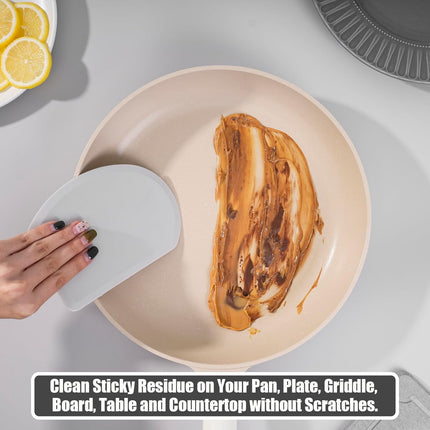 Silicone Bowl Scraper Flexible Curved Edge, Food Grade Bench Dough Scraper for Baking Sourdough Bread, Cake, Fondant Icing, Heat- Resistance Kitchen Dish Pan Scrapers (5.98"×4.3", Gray).
