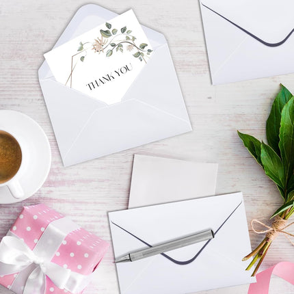 50PACK 5x7 Envelopes for Invitations, White A7 Envelopes for Wedding, Graduation, RSVP Cards, Gummed V Flag 5 1/4 x 7 1/4 inch.