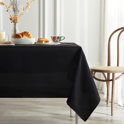 Table Cloth 60x102 Inch Black Tablecloth for 6 Foot Table Washable Polyester Rectangle Tablecloth for Buffet Table, Parties, Holiday Dinner, Wedding.