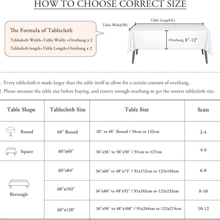 Table Cloth 60x102 Inch Black Tablecloth for 6 Foot Table Washable Polyester Rectangle Tablecloth for Buffet Table, Parties, Holiday Dinner, Wedding.