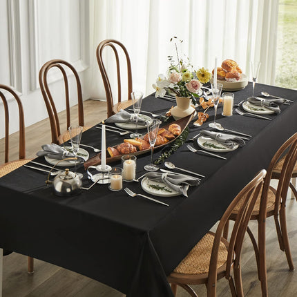 Table Cloth 60x102 Inch Black Tablecloth for 6 Foot Table Washable Polyester Rectangle Tablecloth for Buffet Table, Parties, Holiday Dinner, Wedding.