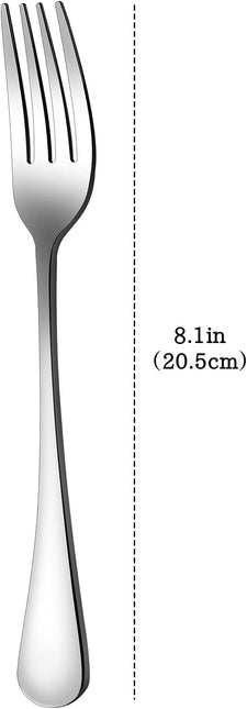 Set of 12, Stainless Steel Dinner Forks Silverware Set, Heavy-Duty Dinner Forks (8 Inch) Cutlery Set, Dishwasher Safe (Silver).