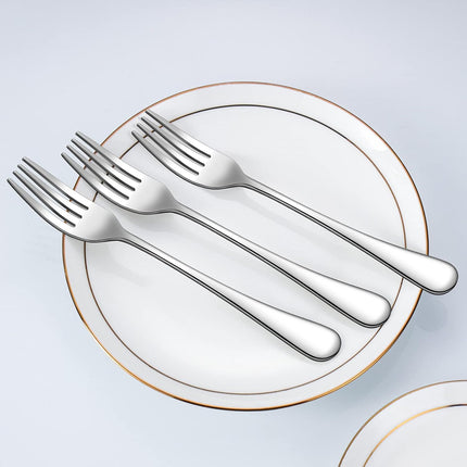 Set of 12, Stainless Steel Dinner Forks Silverware Set, Heavy-Duty Dinner Forks (8 Inch) Cutlery Set, Dishwasher Safe (Silver).