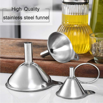 Stainless Steel Funnels, 3pcs Mini Filling Kitchen Funnel, Sizes Large To Small Funnels for Transferring Essential Oils, Liquid, Fluid, Dry Ingredients & Powder, Durable and Dishwash.