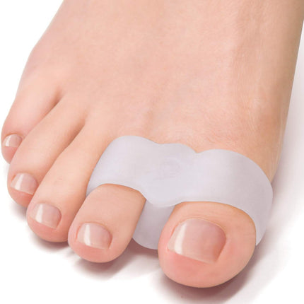 Pack of 12 Bunion Corrector, Toe Separators with 2 Loops, Big Toe Space Suitable for Bunion Pain Relief and Separating Overlapping Toes (White).