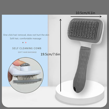 Cat Dog Brush for shedding,Pet Grooming Brush for Cats Dogs Massage,Shedding Brush for Short or Long Hair,Self Cleaning Slicker Brush,Easy to Removes Loose Undercoat, Tangled Hair (grey).