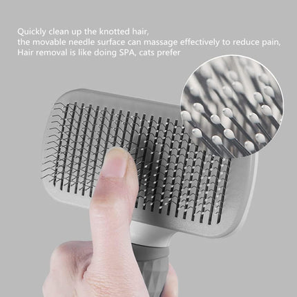 Cat Dog Brush for shedding,Pet Grooming Brush for Cats Dogs Massage,Shedding Brush for Short or Long Hair,Self Cleaning Slicker Brush,Easy to Removes Loose Undercoat, Tangled Hair (grey).