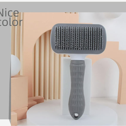 Cat Dog Brush for shedding,Pet Grooming Brush for Cats Dogs Massage,Shedding Brush for Short or Long Hair,Self Cleaning Slicker Brush,Easy to Removes Loose Undercoat, Tangled Hair (grey).