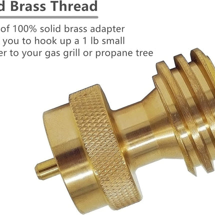 Steak Saver 20lb to 1lb Propane Tank Adapter for Disposable Throwaway Cylinder, Converter Universal 1 Pound / 16.4oz Disposable Small Tank for 20 or 30lb LP Gas Big Tank.