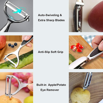 Potato Peelers, Vegetable Peeler for Kitchen Stainless Steel Y Shape Swivel Peelers, Carrot, Fruit, Ergonomic Non-Slip Handle and Sharp Blade with 2 Oranges Peeler.