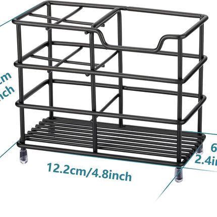 304 Stainless Steel Bathroom Toothbrush Holder Toothpaste Holder Stand Bathroom Accessories Organizer (Black, Small).