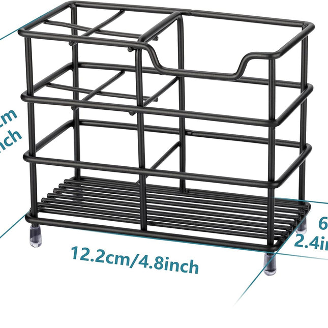 304 Stainless Steel Bathroom Toothbrush Holder Toothpaste Holder Stand Bathroom Accessories Organizer (Black, Small).