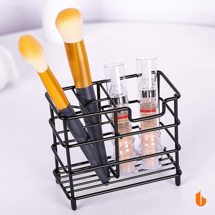 304 Stainless Steel Bathroom Toothbrush Holder Toothpaste Holder Stand Bathroom Accessories Organizer (Black, Small).
