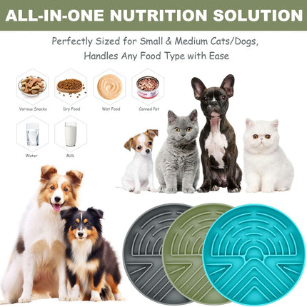 Slow Feeder Dog Bowl for Medium & Small Pets, Anti Choking Puzzle Dog Food Bowl with Non-Slip Base, Interactive Pet Slow Eating, Silicone Cat Feeder for Puppies & Cats.