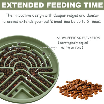 Slow Feeder Dog Bowl for Medium & Small Pets, Anti Choking Puzzle Dog Food Bowl with Non-Slip Base, Interactive Pet Slow Eating, Silicone Cat Feeder for Puppies & Cats.