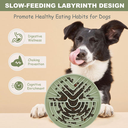Slow Feeder Dog Bowl for Medium & Small Pets, Anti Choking Puzzle Dog Food Bowl with Non-Slip Base, Interactive Pet Slow Eating, Silicone Cat Feeder for Puppies & Cats.